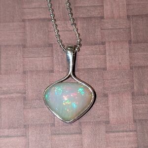 Elegant Silver Opal Necklace